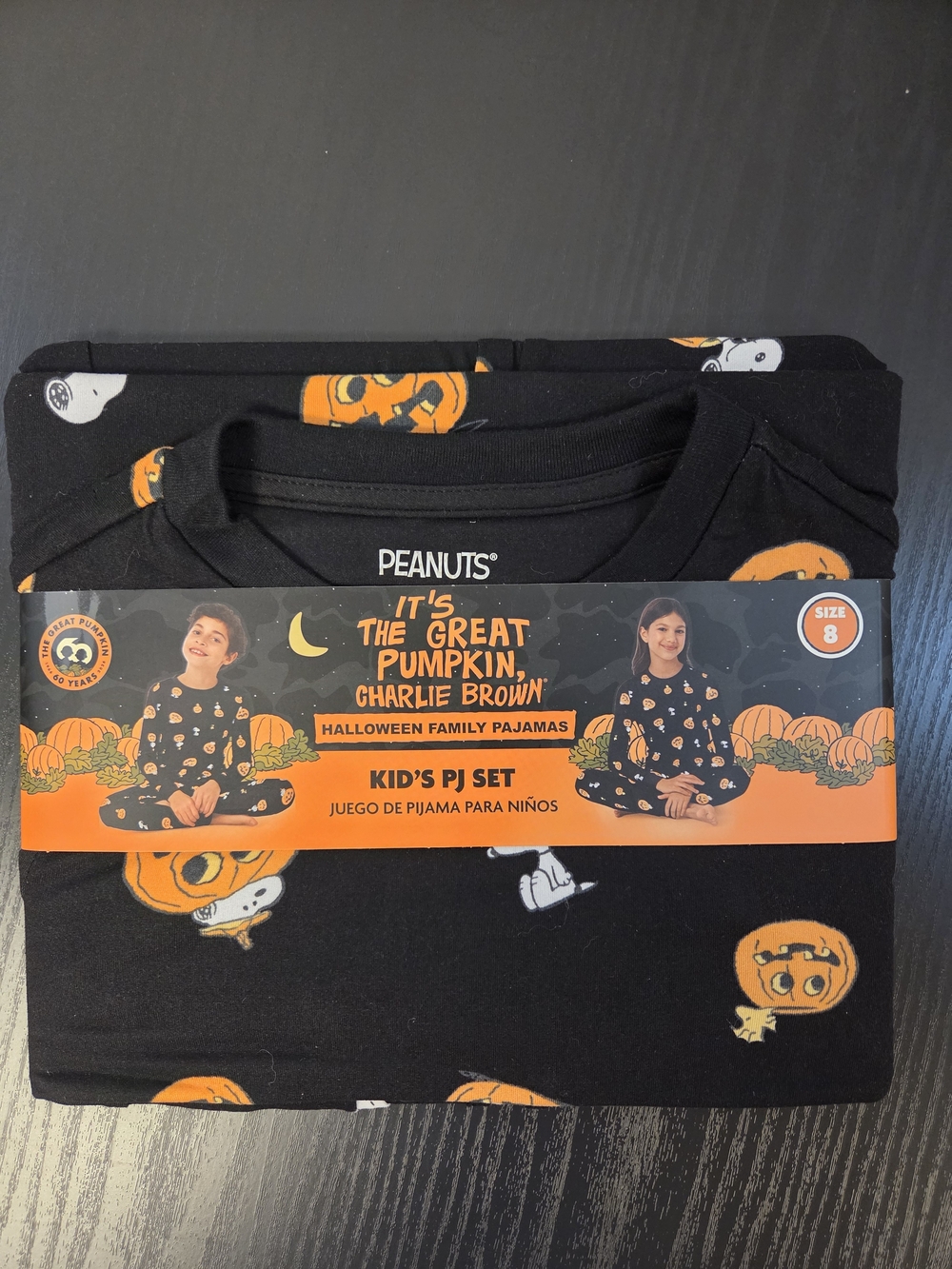 Peanuts Black & Orange Pumpkin Kids PJ Set
